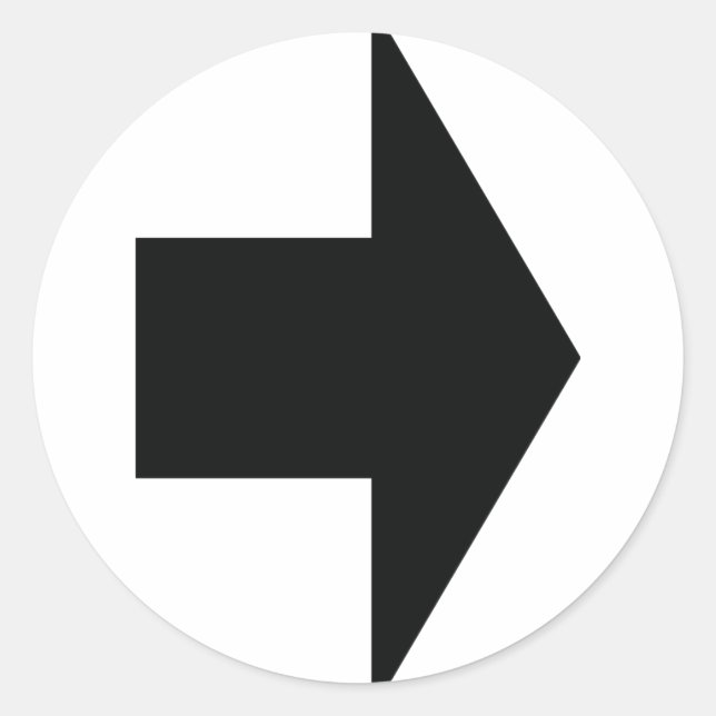 Pegatina Redonda flecha negra derecha (Anverso)