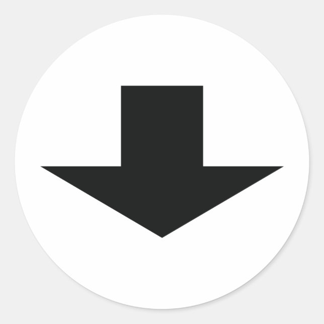 Pegatina Redonda flecha negra hacia abajo (Anverso)