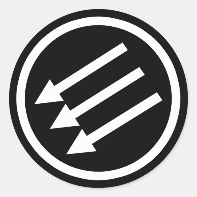 Pegatina Redonda Flechas blancas antifascistas (Anverso)