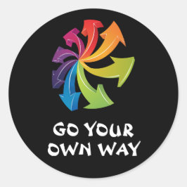 Pegatina Redonda Flechas de arcoiris - Ve a tu propio camino