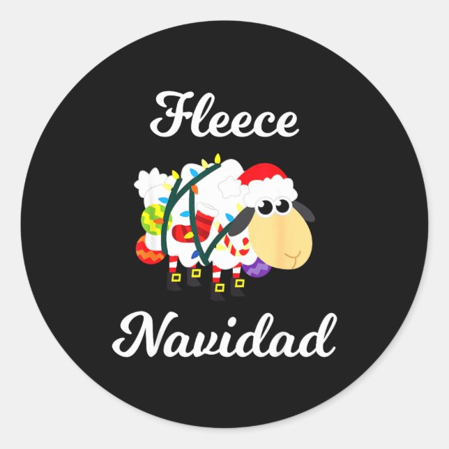 Pegatina Redonda Fleece Navidad Shirt Funny Feliz Mexican Christmas (Anverso)