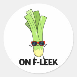 Pegatina Redonda Fleek Funny Veggie Leek Pun