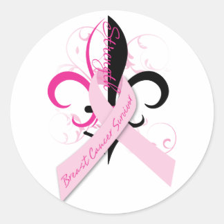 Pegatina Redonda fleur_breastcancer