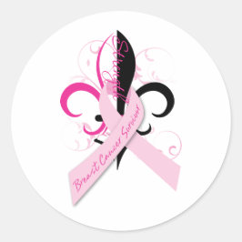 Pegatina Redonda fleur_breastcancer