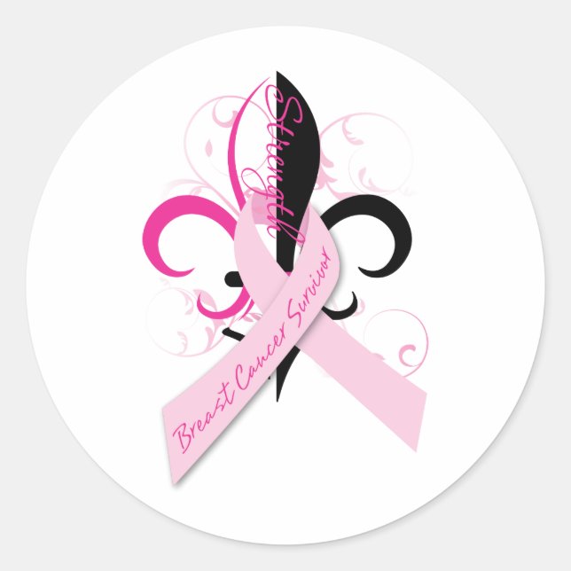 Pegatina Redonda fleur_breastcancer (Anverso)