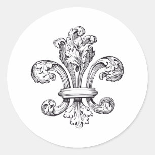 Pegatina Redonda fleur de lis