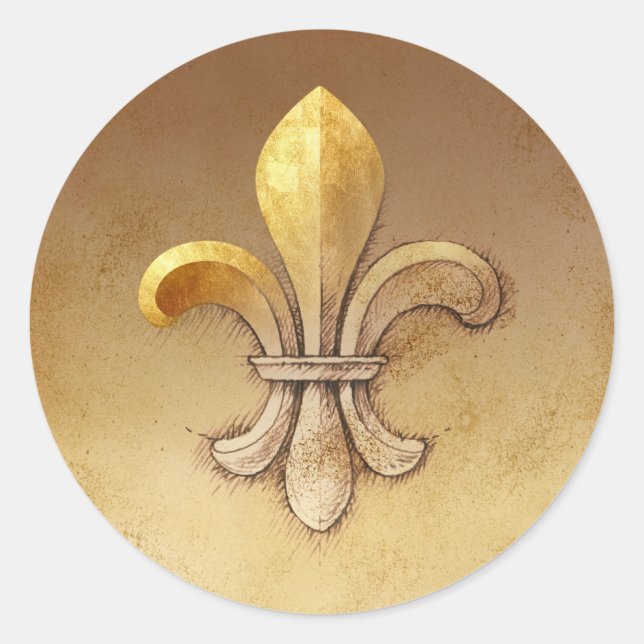 Pegatina Redonda Fleur-de-lis (Anverso)