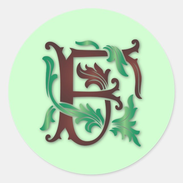 Pegatina Redonda Fleur-de-lis F Monograma (Anverso)