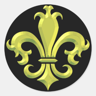 Pegatina Redonda Fleur De LI's Fancy Gold New Orleans