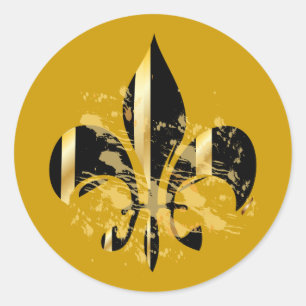 Pegatina Redonda Fleur de Lis, fondo DIY+texto