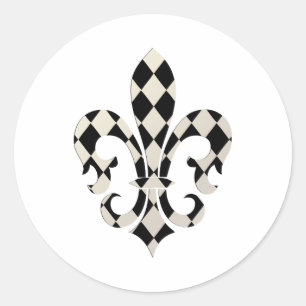 Pegatina Redonda Fleur de Lis, fondo DIY+texto