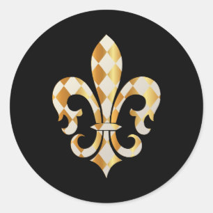 Pegatina Redonda Fleur de Lis, fondo DIY+texto