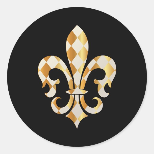 Pegatina Redonda Fleur de Lis, fondo DIY+texto (Anverso)