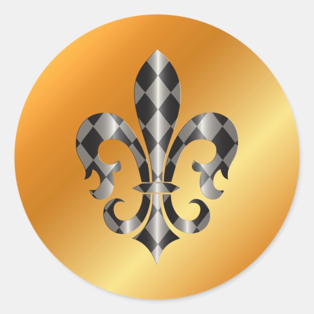 Pegatina Redonda Fleur de Lis, fondo+texto DIY (Anverso)