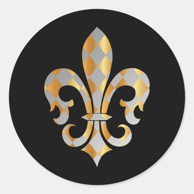 Pegatina Redonda Fleur de Lis, fondo+texto DIY (Anverso)