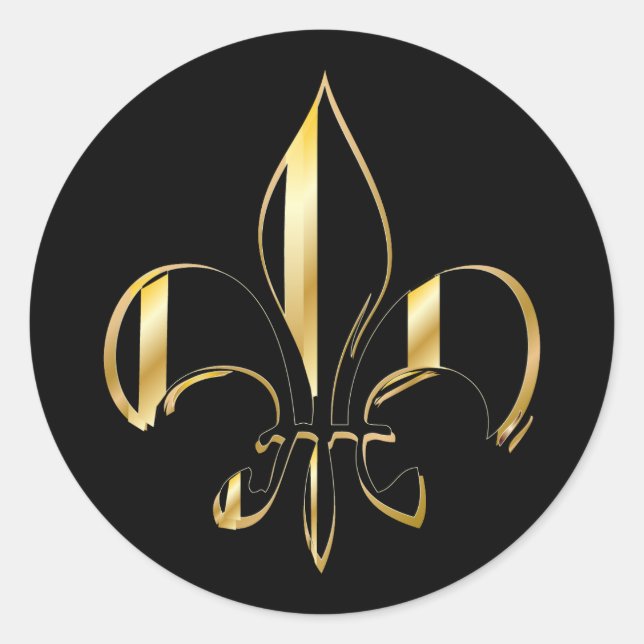 Pegatina Redonda Fleur de Lis, fondo y texto DIY (Anverso)