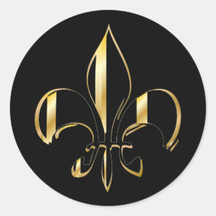 Pegatina Redonda Fleur de Lis, fondo y texto DIY