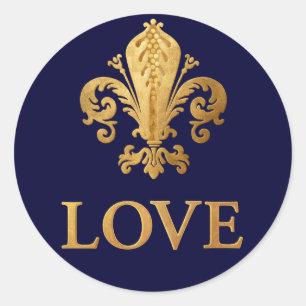 Pegatina Redonda Fleur-de-lis Love