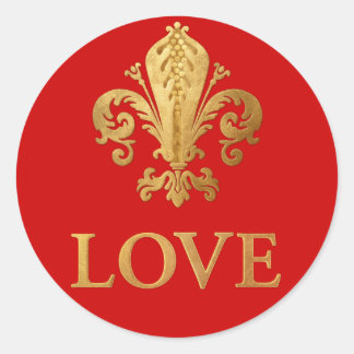 Pegatina Redonda Fleur-de-lis Love