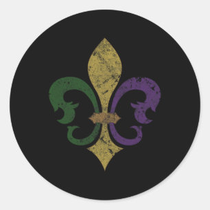 Pegatina Redonda Fleur De Lis Mardi Gras New Orleans Hombres Mujere