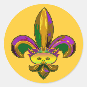 Pegatina Redonda Fleur de lis Mask