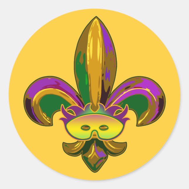 Pegatina Redonda Fleur de lis Mask (Anverso)