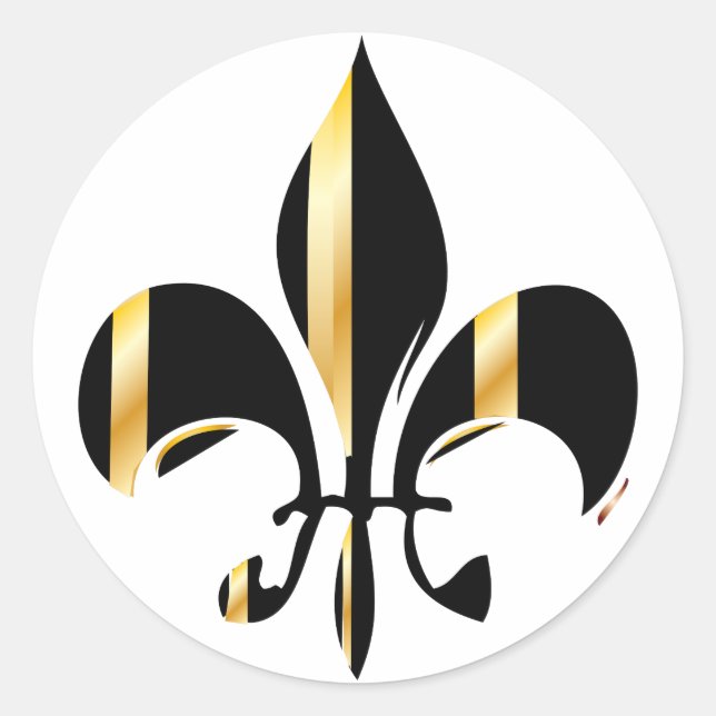 Pegatina Redonda Fleur de Lis negro y oro (Anverso)