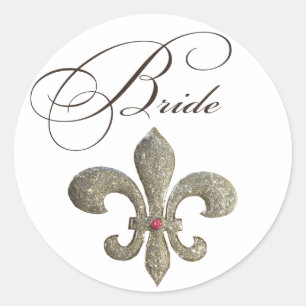 Pegatina Redonda Fleur de lis NOLA Bride Bling