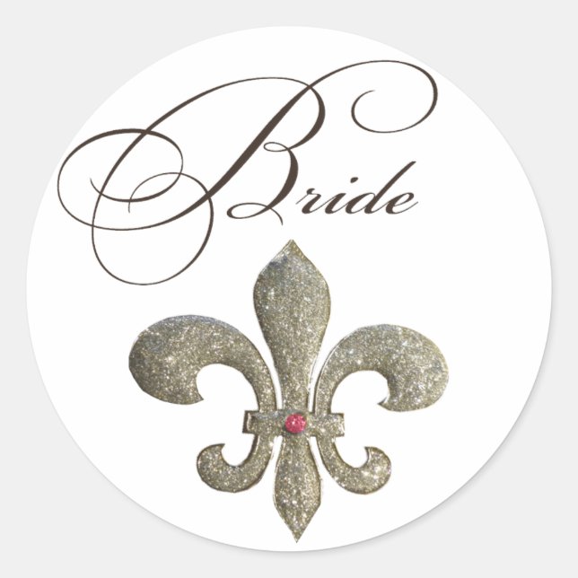 Pegatina Redonda Fleur de lis NOLA Bride Bling (Anverso)