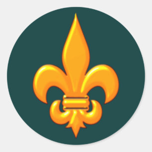 Pegatina Redonda Fleur De Lis oro