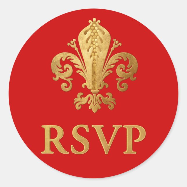 Pegatina Redonda Fleur-de-lis RSVP (Anverso)