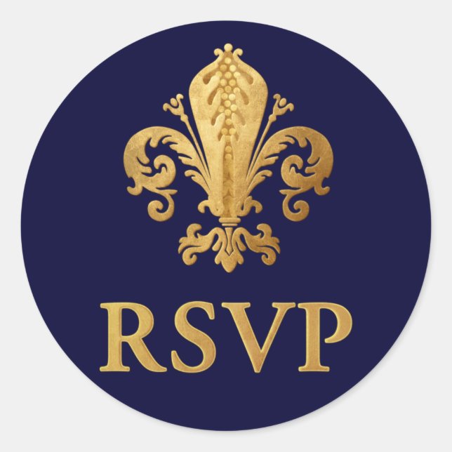 Pegatina Redonda Fleur-de-lis RSVP (Anverso)