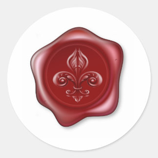 Pegatina Redonda Fleur-de-lis Sealing Wax