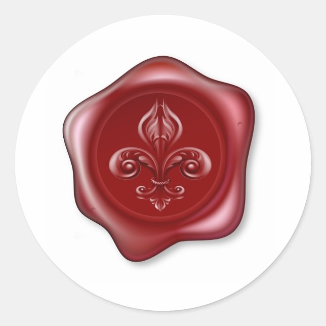 Pegatina Redonda Fleur-de-lis Sealing Wax (Anverso)
