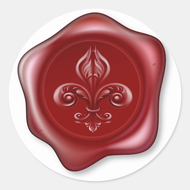 Pegatina Redonda Fleur-de-lis Sealing Wax (Anverso)