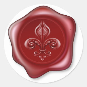 Pegatina Redonda Fleur-de-lis Sealing Wax