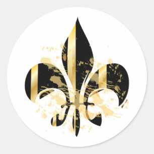Pegatina Redonda Fleur de Lis, texto personalizable