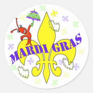 Pegatina Redonda Fleur de Lys Mardi Gras