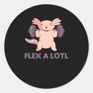 Pegatina Redonda Flex A Lotl Axolotl Pun Para Fitness Sport