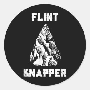 Pegatina Redonda Flint Knapping - Primitive Skills Arrowhead