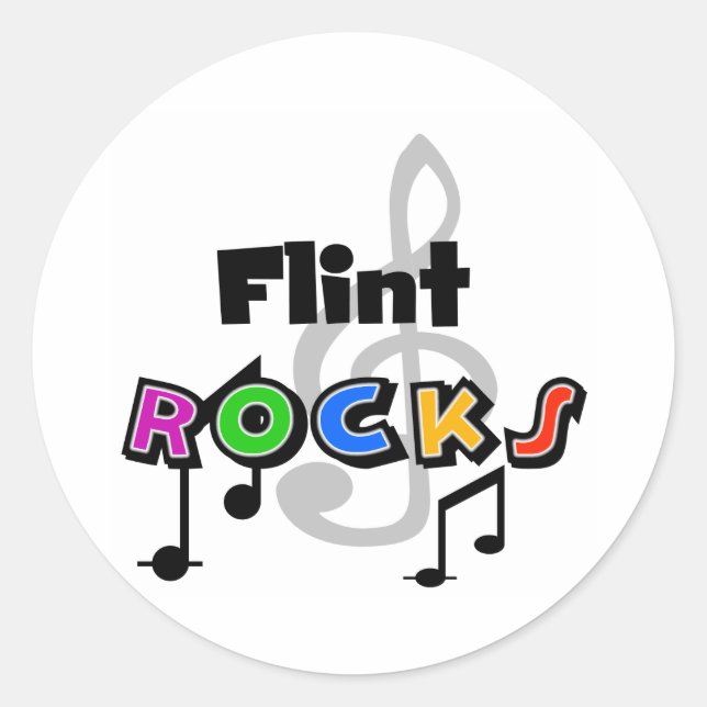Pegatina Redonda Flint Rocks (Anverso)