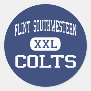Pegatina Redonda Flint Southwestern - Colts - High - Flint Michigan