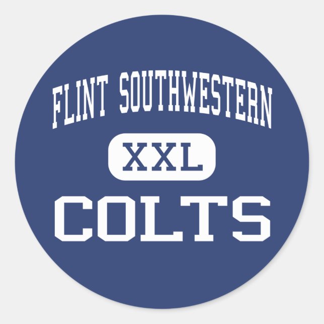 Pegatina Redonda Flint Southwestern - Colts - High - Flint Michigan (Anverso)
