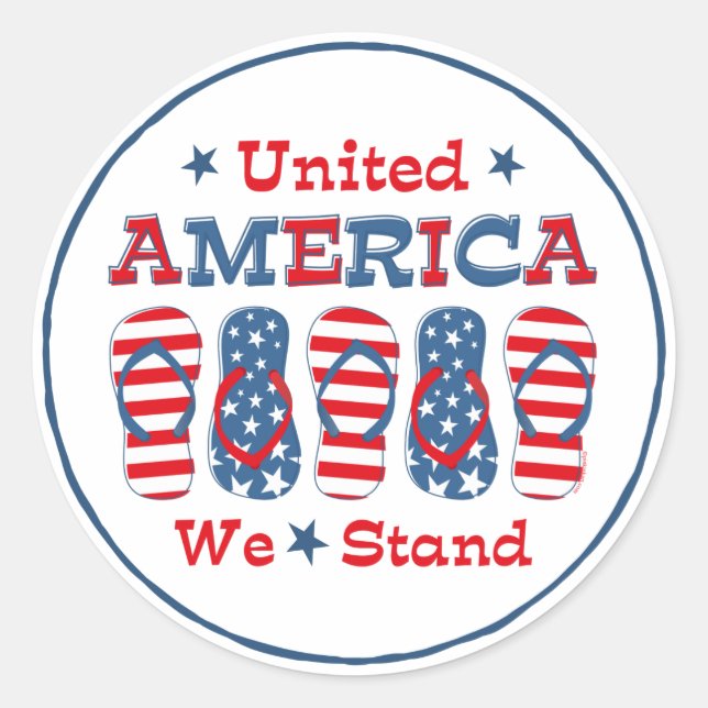 Pegatina Redonda Flip Flops America (Anverso)