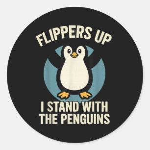 Pegatina Redonda Flippers De Pingüino Gracioso Me Pongo Con El Ping