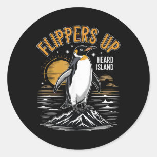 Pegatina Redonda Flippers De Pingüino Gracioso Me Pongo Con El Ping