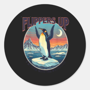 Pegatina Redonda Flippers Up I Stand With Penguins Funny Tee