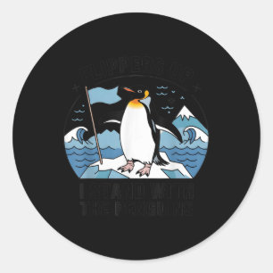 Pegatina Redonda Flippers Up I Stand With the Penguins Funny Pengui