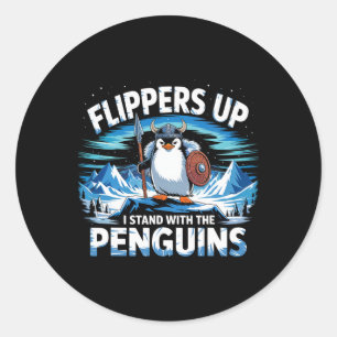 Pegatina Redonda Flippers Up I Stand With the Penguins Funny Trump