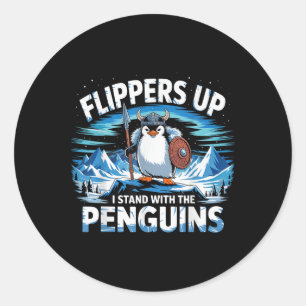 Pegatina Redonda Flippers Up I Stand With the Penguins Funny Trump